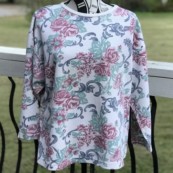 80's Vintage PEBBLE COURT Floral Pullover | L - Picture 1 of 11